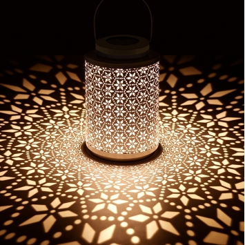 LEDソーラーランタンハニカム(ソーラーパネル搭載) ホワイト