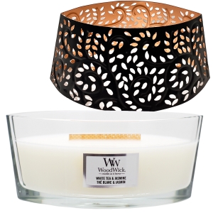 WoodWickハースウィック+シェードセット ホワイトティー&ジャスミン