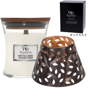 WoodWickジャーSシェードセット【ギフトボックス入り】 ホワイトティー&ジャスミン